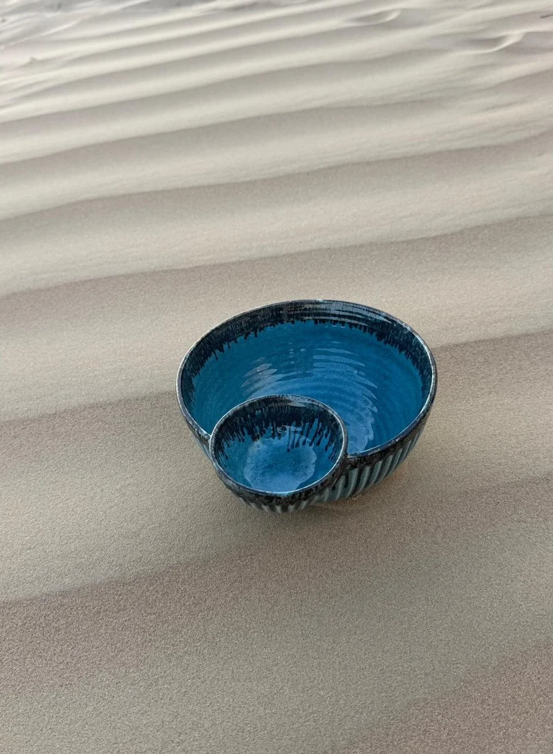 تحفة لوكس توهفا لوكس فورست كيرف – وعاء خزفي نحتي عضوي مع وعاء صلصات مدمج | أواني تقديم خضراء مصنوعة يدويًا